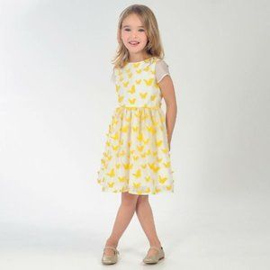 NWT CHARABIA Butterfly Dress Short Sleeves Yellow Girls Sz 4 4a